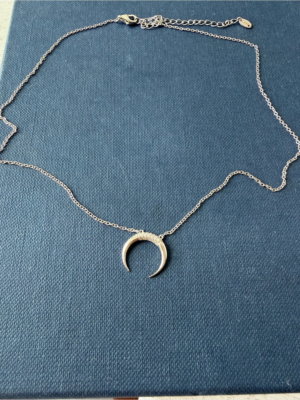 Sterling Silver Crescent Horn Pendant Necklace - Picture 2 of 4